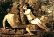 TINTORETTO, Jacopo Adam and Eve ar oil painting artist